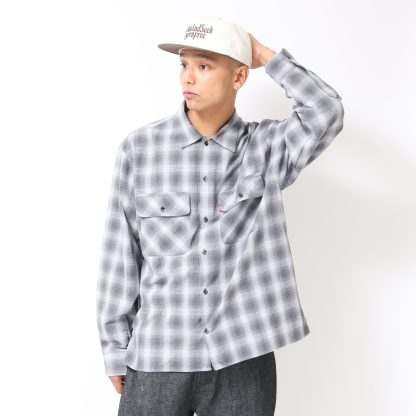 hide and seek wool ombre check L/S shirt（HIDE AND SEEK】Ombre 